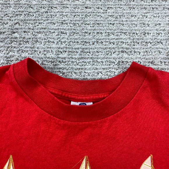 Vintage Belton Shirt Men Large L Red S. Padre Island Texas Sailboats Dolphins - Picture 5 of 15